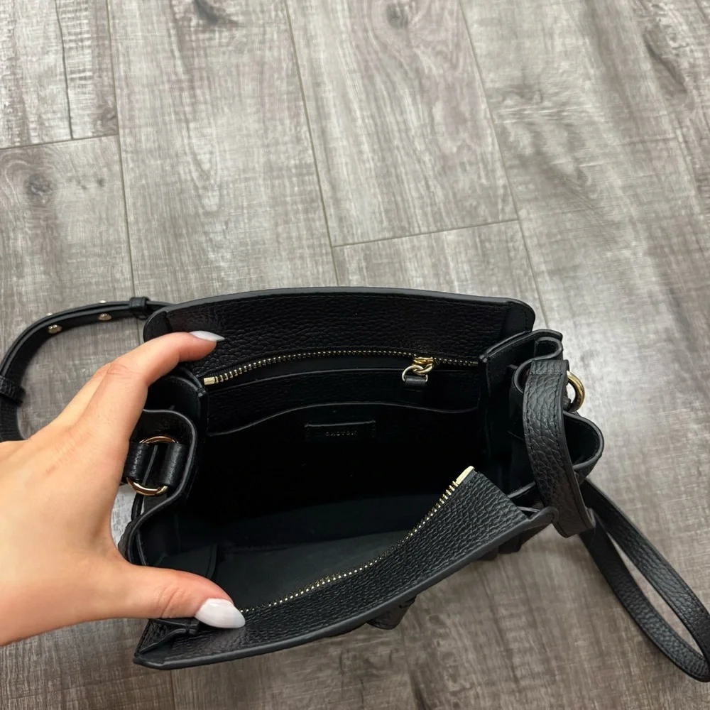 Oroton Avalon Mini Bucket Bag Black Crossbody - Picture 3 of 7